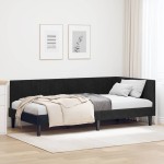 vidaXL Cadru de pat colțar cu headboard Negru 90 cm x 200 cm Catifea