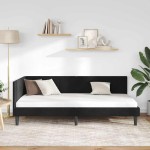 vidaXL Cadru de pat colțar cu headboard Negru 90 cm x 200 cm Catifea
