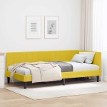 vidaXL Cadru de pat colțar cu headboard Galben 90 cm x 200 cm Catifea