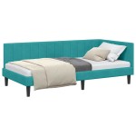 vidaXL Cadru de pat colțar cu headboard Turcoaz 90 cm x 200 cm Catifea
