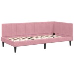 vidaXL Cadru de pat colțar cu headboard Roz 100 cm x 200 cm Catifea