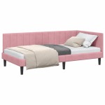 vidaXL Cadru de pat colțar cu headboard Roz 100 cm x 200 cm Catifea