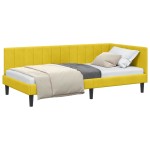 vidaXL Cadru de pat colțar cu headboard Galben 100 cm x 200 cm Catifea