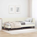 vidaXL Cadru de pat colțar cu headboard Crem 100 cm x 200 cm Catifea