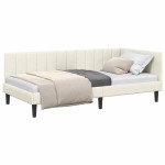 vidaXL Cadru de pat colțar cu headboard Crem 100 cm x 200 cm Catifea
