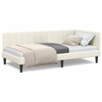 vidaXL Cadru de pat colțar cu headboard Crem 100 cm x 200 cm Catifea
