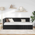 vidaXL Cadru de pat colțar cu headboard Negru 90 cm x 190 cm Catifea