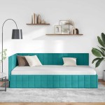 vidaXL Cadru de pat colțar cu headboard Turcoaz 90 cm x 190 cm Catifea