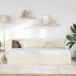 vidaXL Cadru de pat colțar cu headboard Crem 90 cm x 200 cm Catifea