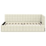 vidaXL Cadru de pat colțar cu headboard Crem 90 cm x 200 cm Catifea