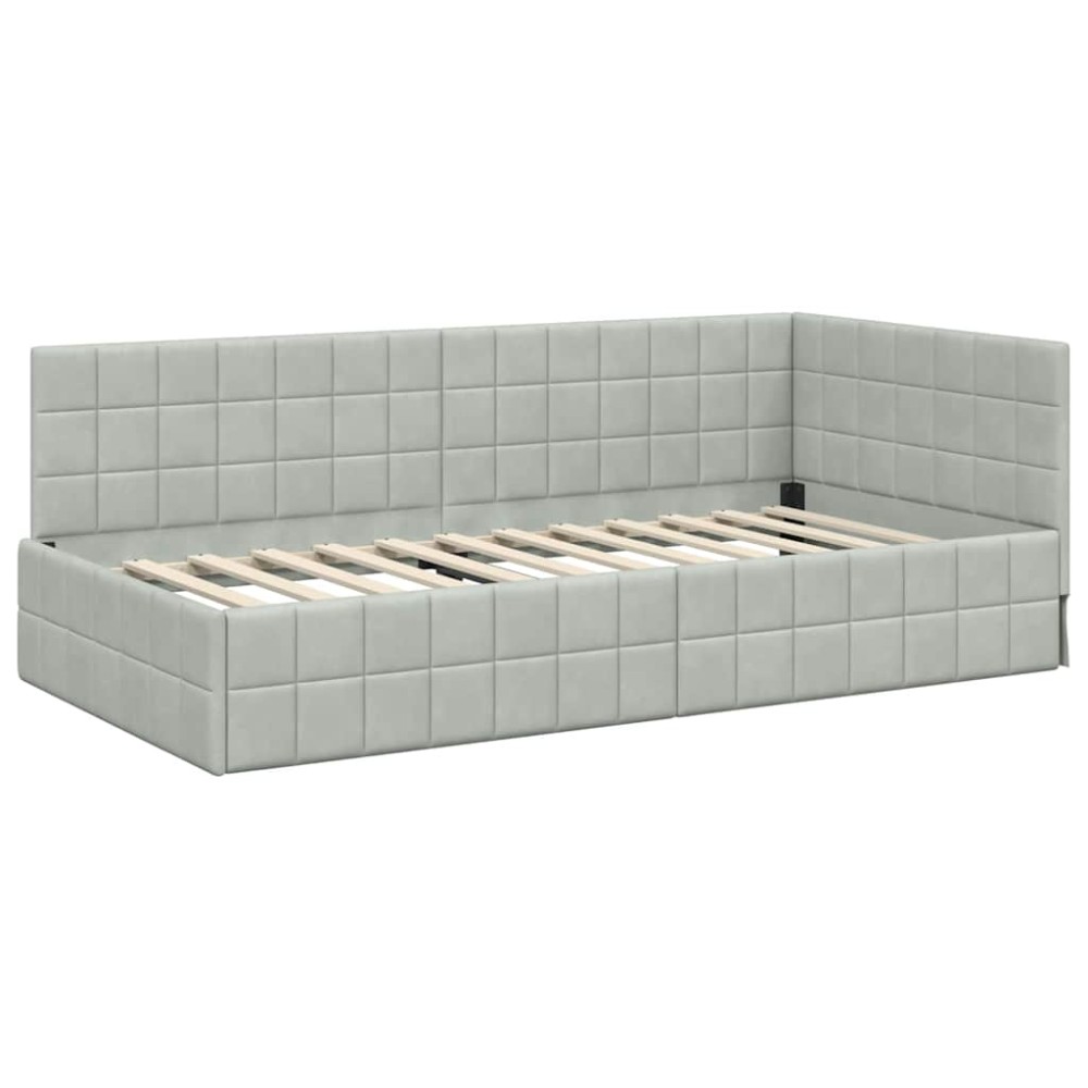 vidaXL Cadru de pat colțar Gri deschis 100 cm x 200 cm Catifea