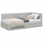 vidaXL Cadru de pat colțar Gri deschis 100 cm x 200 cm Catifea