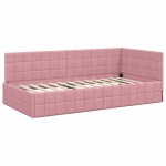 vidaXL Cadru de pat colțar cu headboard Roz 100 cm x 200 cm Catifea
