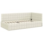 vidaXL Cadru de pat colțar cu headboard Crem 100 cm x 200 cm Catifea