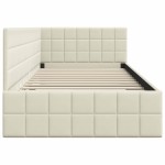 vidaXL Cadru de pat colțar cu headboard Crem 100 cm x 200 cm Catifea