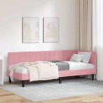 vidaXL Cadru de pat colțar cu headboard Roz 80 cm x 200 cm Catifea