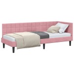 vidaXL Cadru de pat colțar cu headboard Roz 80 cm x 200 cm Catifea