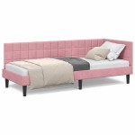 vidaXL Cadru de pat colțar cu headboard Roz 80 cm x 200 cm Catifea
