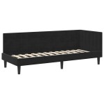vidaXL Cadru de pat colțar cu headboard Negru 80 cm x 200 cm Catifea