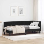 vidaXL Cadru de pat colțar cu headboard Negru 80 cm x 200 cm Catifea