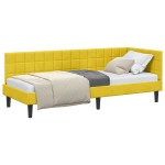 vidaXL Cadru de pat colțar cu headboard Galben 80 cm x 200 cm Catifea