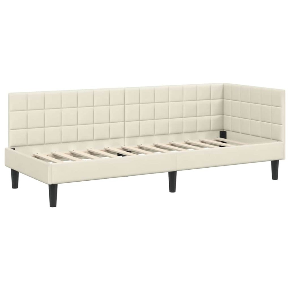 vidaXL Cadru de pat colțar cu headboard Crem 80 cm x 200 cm Catifea