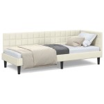 vidaXL Cadru de pat colțar cu headboard Crem 80 cm x 200 cm Catifea