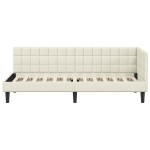 vidaXL Cadru de pat colțar cu headboard Crem 80 cm x 200 cm Catifea
