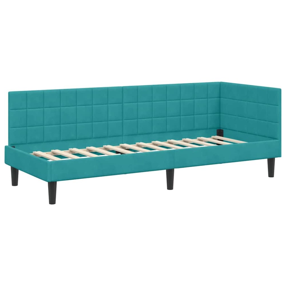 vidaXL Cadru de pat colțar cu headboard Turcoaz 80 cm x 200 cm Catifea