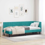 vidaXL Cadru de pat colțar cu headboard Turcoaz 80 cm x 200 cm Catifea