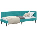 vidaXL Cadru de pat colțar cu headboard Turcoaz 80 cm x 200 cm Catifea