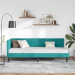 vidaXL Cadru de pat colțar cu headboard Turcoaz 80 cm x 200 cm Catifea