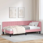 vidaXL Cadru de pat colțar cu headboard Roz 90 cm x 190 cm Catifea