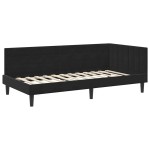 vidaXL Cadru de pat colțar cu headboard Negru 90 cm x 190 cm Catifea