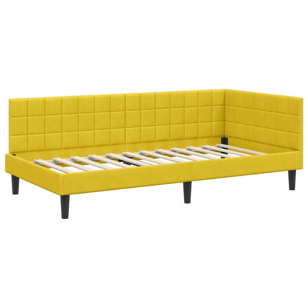 vidaXL Cadru de pat colțar cu headboard Galben 90 cm x 190 cm Catifea