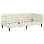 vidaXL Cadru de pat colțar cu headboard Crem 90 cm x 190 cm Catifea