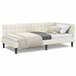 vidaXL Cadru de pat colțar cu headboard Crem 90 cm x 190 cm Catifea
