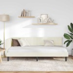 vidaXL Cadru de pat colțar cu headboard Crem 90 cm x 190 cm Catifea