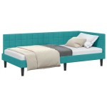 vidaXL Cadru de pat colțar cu headboard Turcoaz 90 cm x 190 cm Catifea