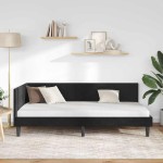 vidaXL Cadru de pat colțar cu headboard Negru 90 cm x 200 cm Catifea