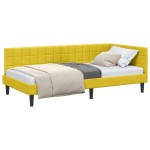 vidaXL Cadru de pat colțar cu headboard Galben 90 cm x 200 cm Catifea