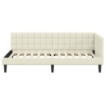vidaXL Cadru de pat colțar cu headboard Crem 90 cm x 200 cm Catifea