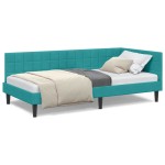 vidaXL Cadru de pat colțar cu headboard Turcoaz 90 cm x 200 cm Catifea