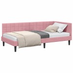 vidaXL Cadru de pat colțar cu headboard Roz 100 cm x 200 cm Catifea