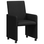 vidaXL Scaune de dining cu roți 2 pcs Negru 57 x 66 x 94 cm țesătură