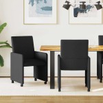 vidaXL Scaune de dining cu roți 2 pcs Negru 57 x 66 x 94 cm țesătură