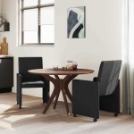 vidaXL Scaune de dining cu roți 2 pcs Negru 57 x 66 x 94 cm țesătură
