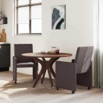 vidaXL Scaune de dining cu roți 2 pcs Maro închis 57 x 66 x 94 cm