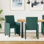 vidaXL Scaune de dining cu roți 2 pcs Verde închis 57 x 66 x 94 cm
