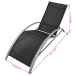 vidaXL Șezlong de plajă, negru, aluminiu vidaXL Șezlong de plajă, negru, aluminiu